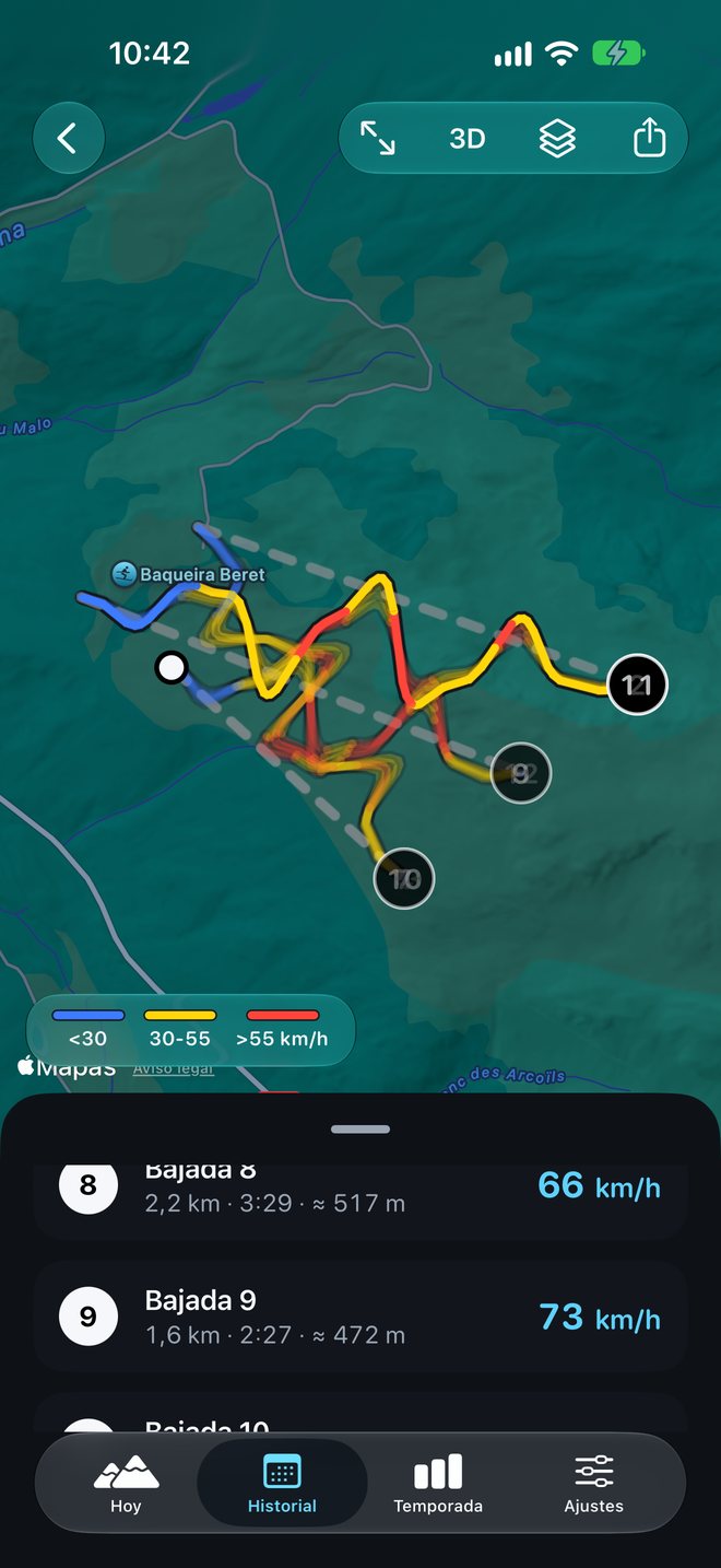 Una bajada destacada en el mapa y el resto atenuado